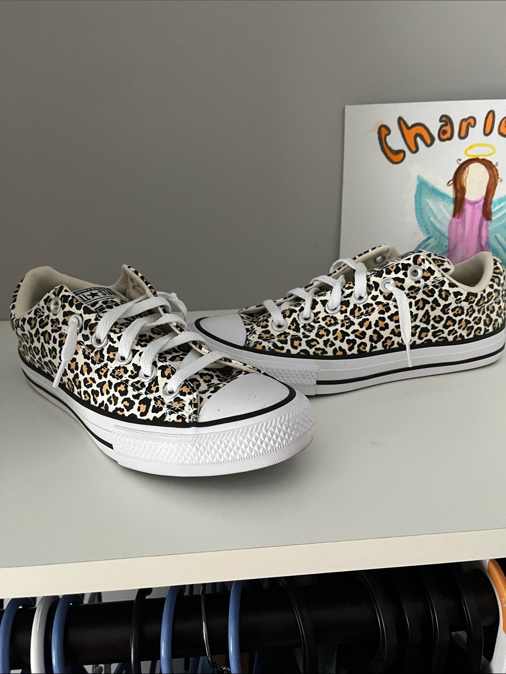 Converse Kids Low-Top Sneakers in Leopard Print - White and Black Accents